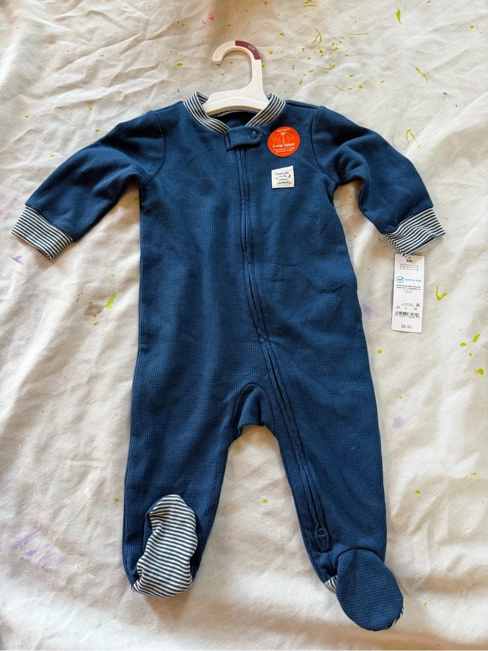 Carter's Navy Footed One-Piece Zipper Pajamas Size 6M